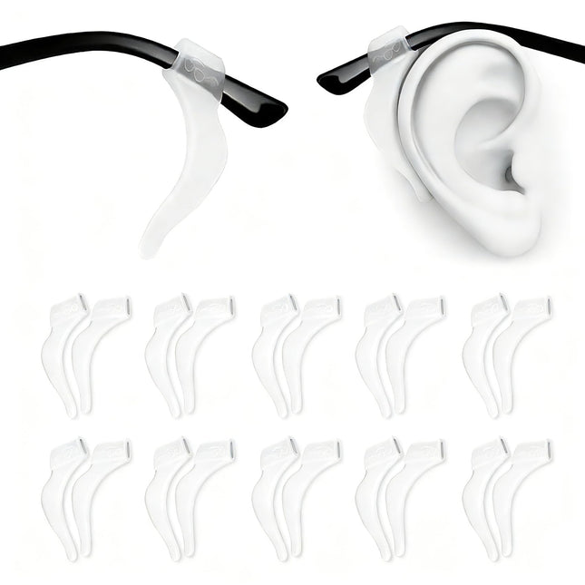 PTSLKHN Soft Silicone Eyeglass Ear Hooks, 10 Pairs