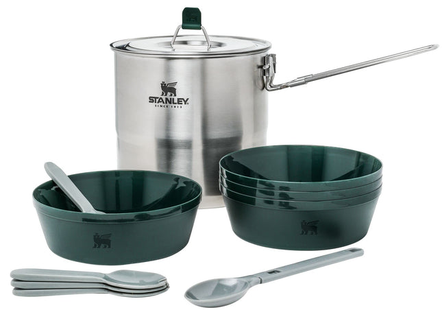 Juego de cocina Stanley Adventure para 4 personas, kit de cocina para camping de 11 piezas con olla de acero inoxidable de 2.6 cuartos y utensilios 10-10651-001 2.6QT/ 2.5L