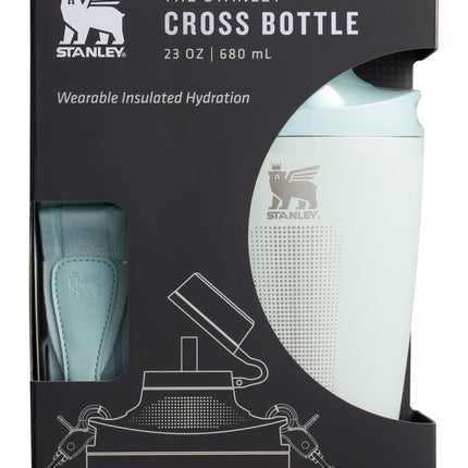 Botella Stanley Cross, botella de viaje de 650 ml con correa de jacquard, tapa Tritan a prueba de fugas con pajita extraíble, acero inoxidable reciclado, aislamiento al vacío de doble pared