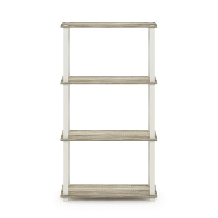 Furinno TURN-S-TUBE Storage Shelves, 4-Tier Book Shelf, Corner Shelf, Toolless Open Shelves, for Organization and Storage, Living Room, Garage, Home Office, Sonoma Oak