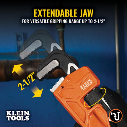 KLEIN TOOLS 68228 18-Inch Cast Iron Pipe Wrench, Heavy Duty Adjustable Plumbing Wrench with I-Beam Handle, 2-1/2-Inch Jaw Capacity