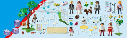 Playmobil 71365 City Life Wedding Reception Promo Pack, romantic wedding to re-enact, with decorations and several guests and animals, ceremonial role-play, playset suitable for children ages 4+