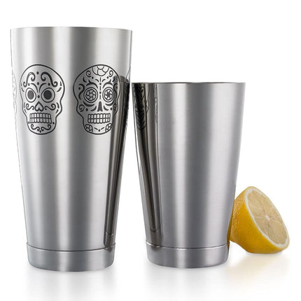 Barfly Skull Cocktail Shaker Tin Set (18 oz and 28 oz),Stainless Steel, Skull,M37009SKU