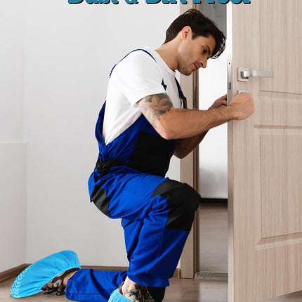 200 Pack XL Non-Slip Disposable Shoe Covers Blue for Indoors, Fits Men’s US 13