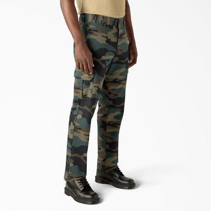Pantalón cargo de sarga elástica recta regular para hombre Dickies, camuflaje verde cazador, 34 32, camuflaje verde cazador, 34W x 32L