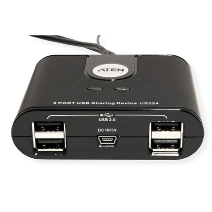 Aten US224 2 Port USB 2.0 Peripheral Hub - Black