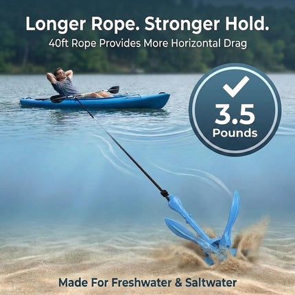 Best Marine and Outdoors Kayak Anchor, 1.6 Kg Anchor System Kit for Kayaks, Canoes, SUP Paddle Boards & Jet Skis, Fishing, Boating & Kayaking Accessories (Blue)