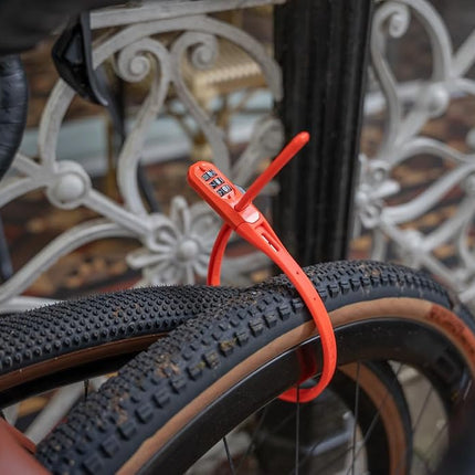 Hiplok Z LOK Combo Bike Lock/Motorbike Helmet Lock - Orange. 3 Digit Code. Steel Core & 45cm Locking Length. Optional Bracket