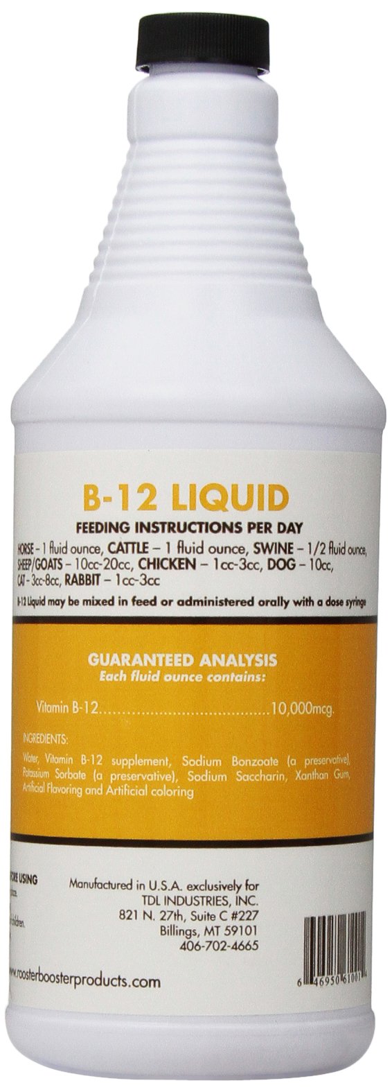 TDL Rooster Booster B-12 Supplément vitaminique liquide pour volaille Multi-espèces 32 oz