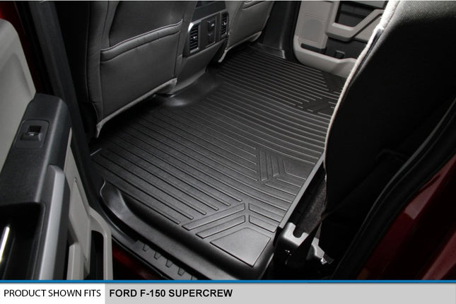 SMARTLINER Custom Fit Floor Mats 2nd Row Liner Black for 2015-2019 Ford F-150 SuperCrew with 1st Row Bucket Seats