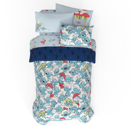 Franco The Smurfs Kids Bedding Super Soft & Cozy Reverisble Microfiber Comforter and Sheet Set with Sham, 5 Piece Twin Size, (Officially Licensed Product)
