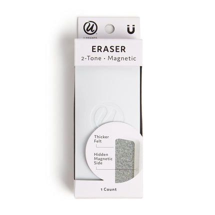 U Brands Whiteboard Eraser, Magnetic Dry Wipe Board Cleaner 5x12.7x2.5 cm in White, Lightweight Modern Design with Premium Felt Surface, Classroom Essential for School, Office, Home