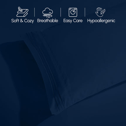 Elegant Comfort Luxurious 1500 Premium Hotel Quality Microfiber 4-Piece Sheet Set, 18-24 Inches Deep - Extra Deep Pocket Sheets - Ultra Soft 4PC Deep Pocket Sheets, King, Navy Blue