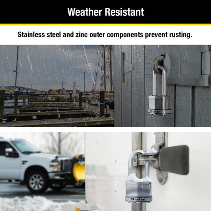 Master Lock M1XTRILHCCSEN, Triple Pack 1-3/4-Inch Wide Magnum Laminated Steel Padlock, 5/16-Inch Diameter, 2-Inch Shackle Clearance, 3-Pack, Silver, 3 Pack, Keyed-Alike