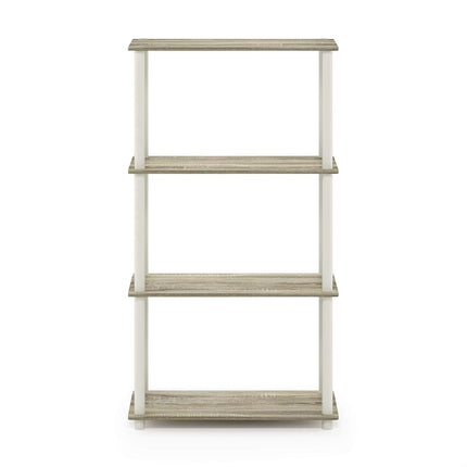 Furinno TURN-N-TUBE Storage Shelves, 4-Tier Toolless Book Shelf, Corner Shelf, Toolless Open Shelves, for Organization and Storage, Living Room, Garage, Home Office, Sonoma Oak