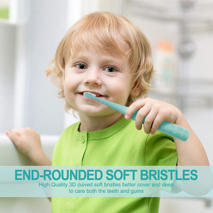 Cabezales de repuesto para cepillo de dientes eléctrico infantil - 7 veces más eliminación de placa, cerdas suaves curvadas en 3D con puntas redondeadas, limpieza dental suave y eficiente, perfecto para boca pequeña de niños, azul (paquete de 4)