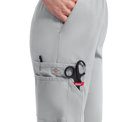Dickies Women's Signature Elastic Waist Scrubs Pant Medical, Grey, X-Small