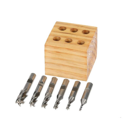 HHIP 8000-0002 4 Flute High Speed Steel End Mill Set, 6 Piece, 3/8" Shank