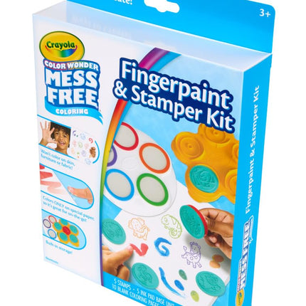 CRAYOLA Color Wonder Mess Free Fingerpaint & Stamper Kit, Safari Stamps for Kids, Color Reveal Ink, Toddler Activity, Gifts, 3+