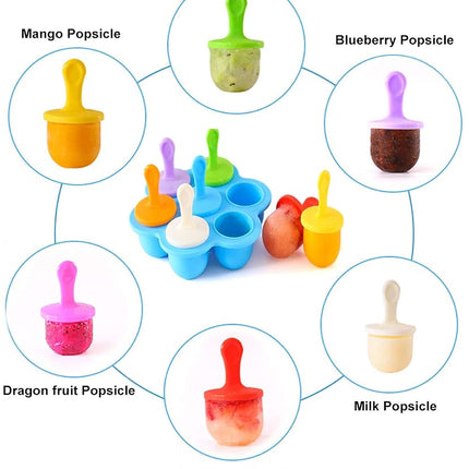 Silicone Popsicle Mold, Ice Pop Molds Maker, Storage Container for Homemade Baby Food, Ice Cream DIY Pop Molds - BPA Free & FDA Approved (Blue)
