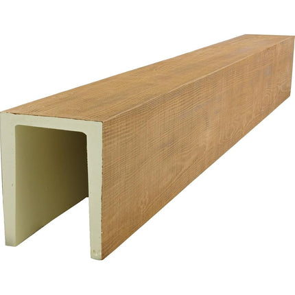 Heritage Timber Rustic Sawn Faux Wood Beam, 3-Sided (U-Beam), 3 1/2"W x 3 1/2"H x 72"L, Warm Caramel Finish
