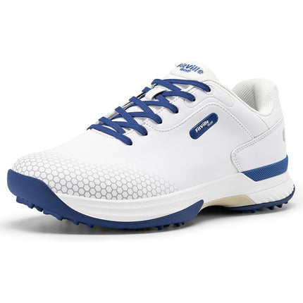FitVille Men's Golf Shoes Extra Wide White Blue