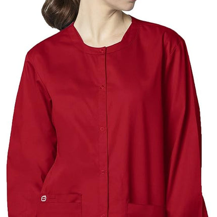 WonderWink Unisex-Adult's Plus Size Snap Front Jacket, red, 3X-Large