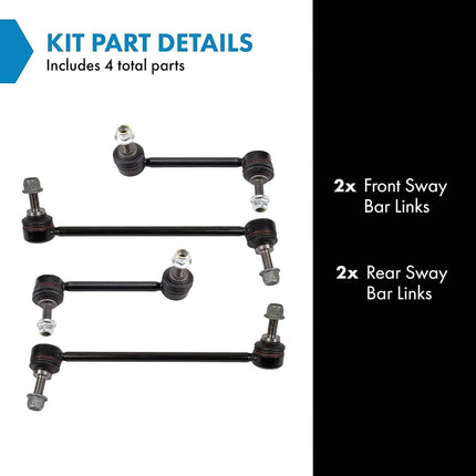 TRQ Front and Rear Sway Bar Link Set 4 Piece