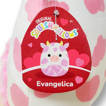 Squishmallows Official Kellytoy Evangelica Cow Pink and White with Pink Fuzzy Belly 8 Inch Plush - 2023 Valentine�s Day Squad Stuffed Animal Toy