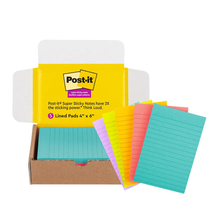Post-it Super Sticky Notes, 4x6 in, 5 Pads/Pack, 9
