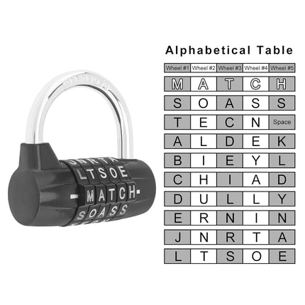 5 Letter Word Lock Combination Locks,Black