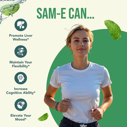 Healthy Way Pure SAM-e 400mg Supplement (Non-GMO) - 90 Capsules Sam-e (S-Adenosyl Methionine) to Support Mood, Joint Health, and Brain Function Non GMO USA Made