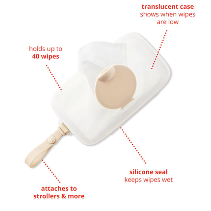 Skip Hop Baby Wipes Dispenser Case, Holds Up to 40 Wipes, Grab & Go Travel Wipe Holder with Snug Seal, Oat