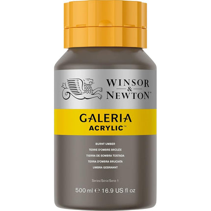 Winsor and Newton Galeria Acrylic Colour 500ml 076 Burnt Umber (Pot)