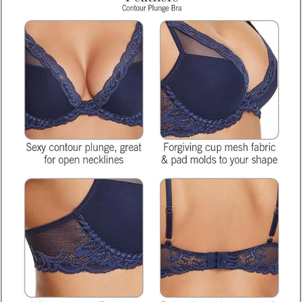 Natori Women Feathers Lace Plunge T-Shirt Bra, Nickel, 32D