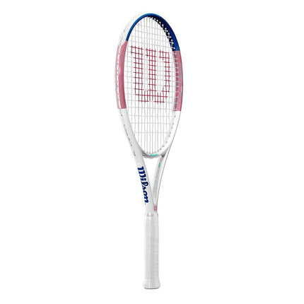Wilson Allure Tennis Racket, For Precision Strikes, With Dual Hole Design and Comfort Grip, Pre-strung, Colour: Pink/Blue, Size: 2