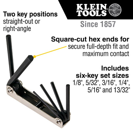KLEIN TOOLS 70580 Folding Hex Key Set, Six-Key, Metric Sizes