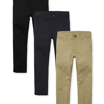 The Children's Place Pantalon chino skinny pour garçon, lot de 3 noir/lin/bleu marine, 14