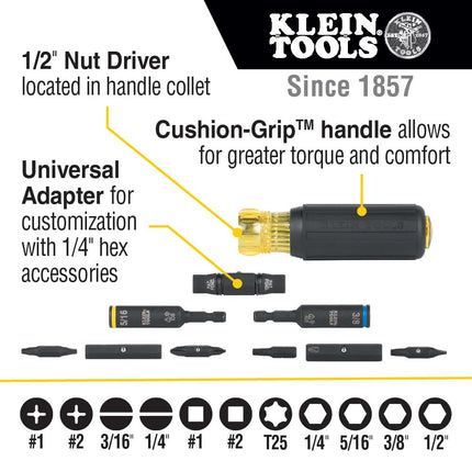 Klein Tools 85517HD 2-Piece Impact Driver Set with 11-in-1 Screwdriver/Nut Driver and 7-in-1 Impact Flip Socket