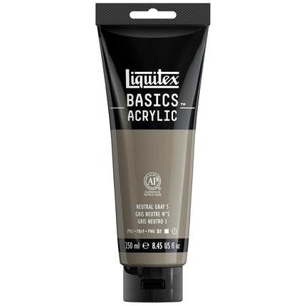 Reeves Liquitex Basics Acrylic Paint 8.5-Ounce Tube, Neutral Gray