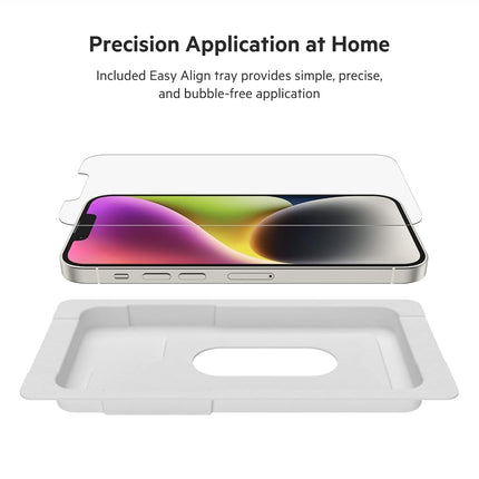 Belkin UltraGlass iPhone 17e, 16e, 14, 13 and 13 Pro Screen Protector, AntiMicrobial-Treated, Easy Bubble Free Application with Included Installation Guide Tray, 9H Hardness Tested, Tempered Glass