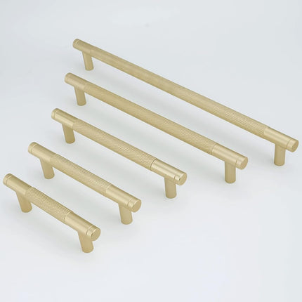 POVEFONK 6 Pack 12-5/8 inch(320mm) Brushed Brass Kitchen Cabinet Handles Knurled Cabinet Pulls Gold Drawer Pulls Kitchen Hardware