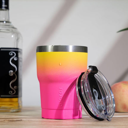 BJPKPK 10oz Tumbler with Handle Insulated Tumbler Cups with Lid and Straw Reusable Stainless Steel Double Wall Travel Mugs,Light Pink