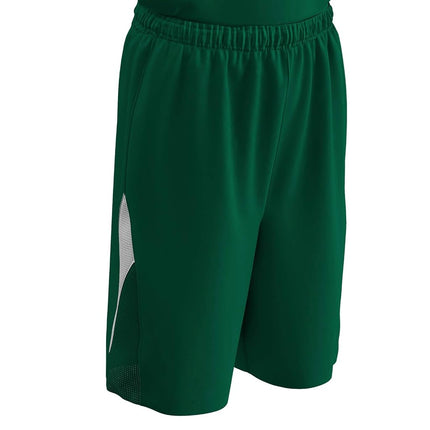 CHAMPRO Pivot Reversible Polyester Basketball Short, Youth Small, Forest Green, White