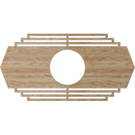 Ekena Millwork 16"W x 8"H x 4 1/4"ID x 1/4"T Chrysler Wood Fretwork Pierced Ceiling Medallion, Red Oak
