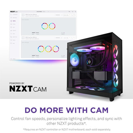 NZXT F280 RGB Core - 280mm Single-Frame RGB Fan Unit - Black