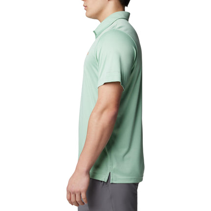 Columbia Men's Terminal Tackle Polo Hiking Shirt, New Mint Heather/Bright Nectar Logo, Large
