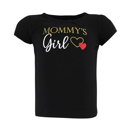 Hudson Baby Unisex Baby Short Sleeve T-shirts, Girl Mommy Red Black, 3T