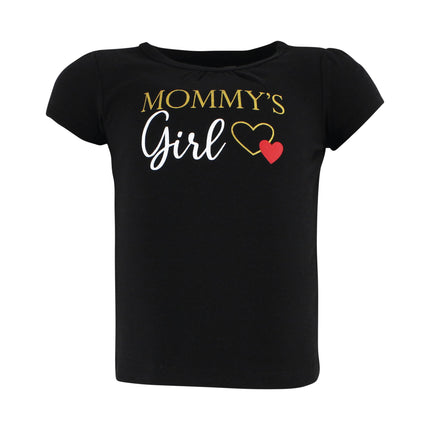 Hudson Baby Unisex Baby Short Sleeve T-Shirts, Girl Mommy Red Black, 4T