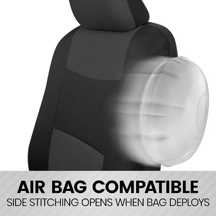 BDK PolyPro Car Seat Covers Front Set in Charcoal on Black – 2 Front Seat Covers for Cars, Easy to Install Car Seat Cover Set, Car Accessories for Auto Trucks Van SUV